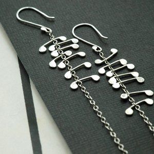 Sterling Silver Fishbone Drop Earrings